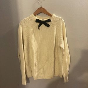 J Crew bow tie sweater size XL cream and black
